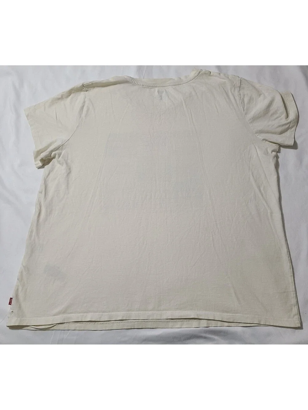 Levi Strauss & Co Logo Shirt Mens Sz 2XL White Y2K Crew Neck 100% Cotton Summer